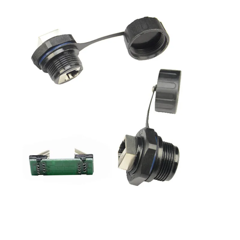 Conector de blindaje RJ45 hembra a hembra, resistente al agua, cabeza recta, Ethernet LAN M25, enchufe con cubierta para Cable de red