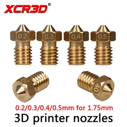 XCR3D Boquillas latón alta precisión 0,2-0,5 mm para V5/V6 hotend