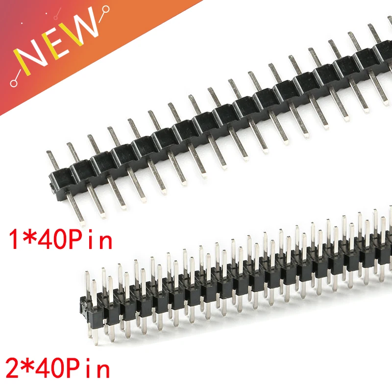 Cabezal de Pin macho de 2,0mm, Conector de cobre de 1x40P, 2x40p, 2,0mm, paso 2,0, fila simple/doble, 10 unids/lote