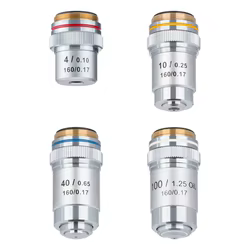 AmScope-Juego de lentes de objetivo acromático, conjunto de cuatro lentes, 4X-100X, AX-4-V300