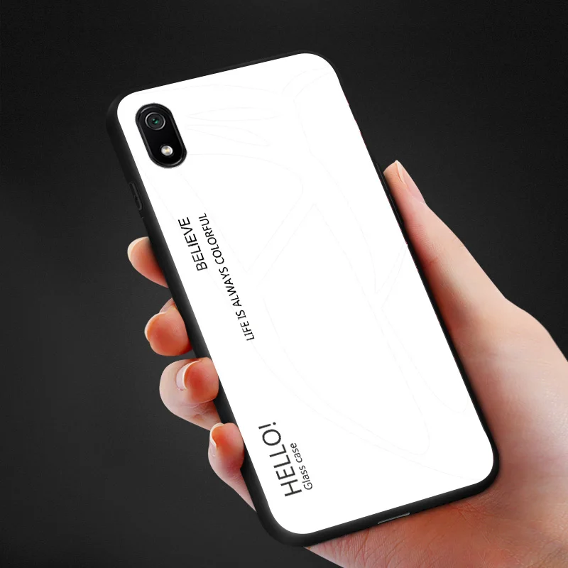 Funda de vidrio templado para Xiaomi Redmi 7A, carcasa trasera protectora de lujo con gradiente, a la moda - imagen 5