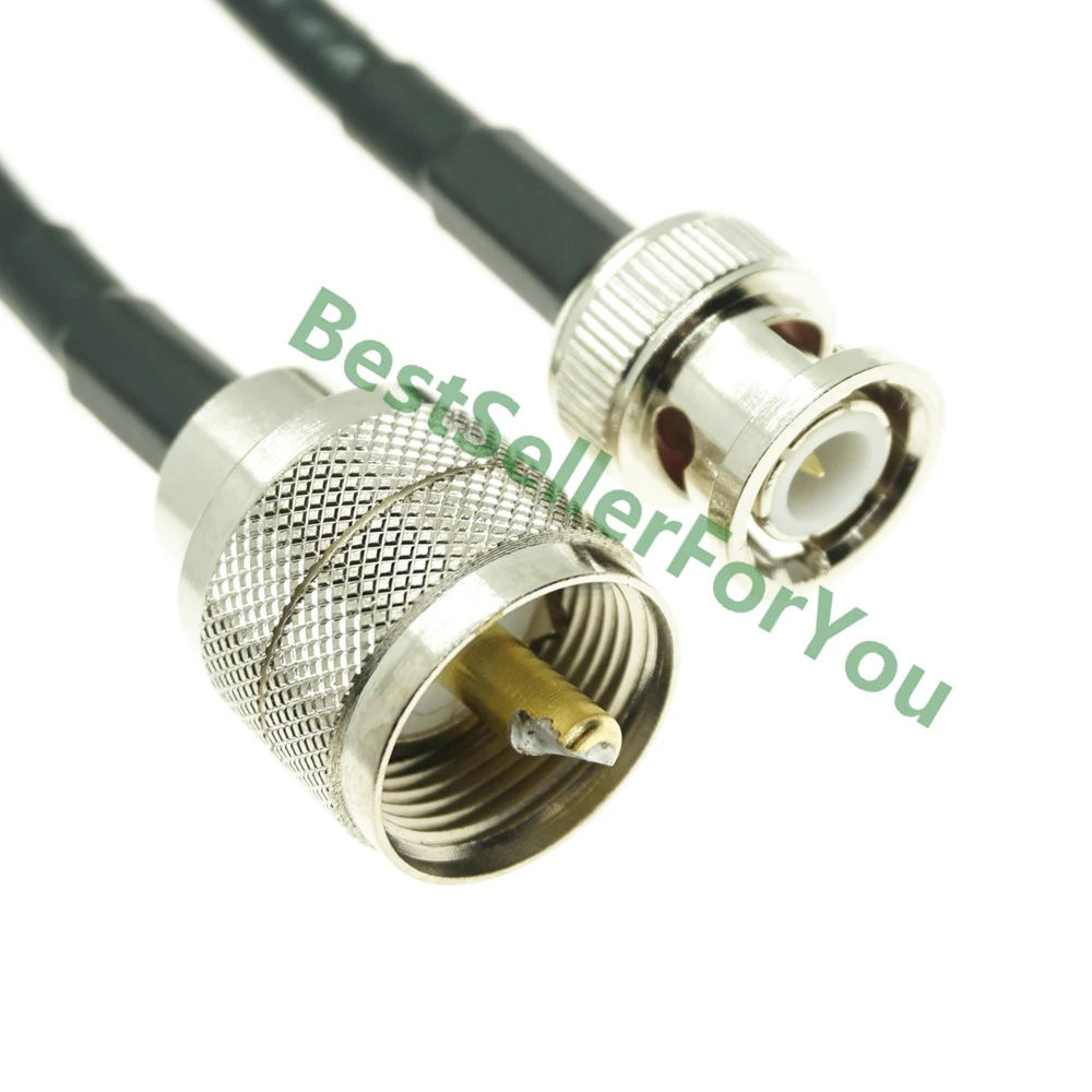 Cable RG58 UHF PL-259 PL259 macho a BNC macho, lote recto, puente de crimpado, pigtail - imagen 5