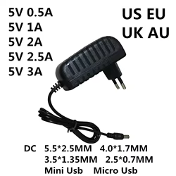 DC 5V 0.5A 0.8A 1A 2A 2.5A 3A AC 100-240V convertidor adaptador de corriente 5 V voltios 1000MA interruptor fuente de alimentación cargador Mini Micro Usb
