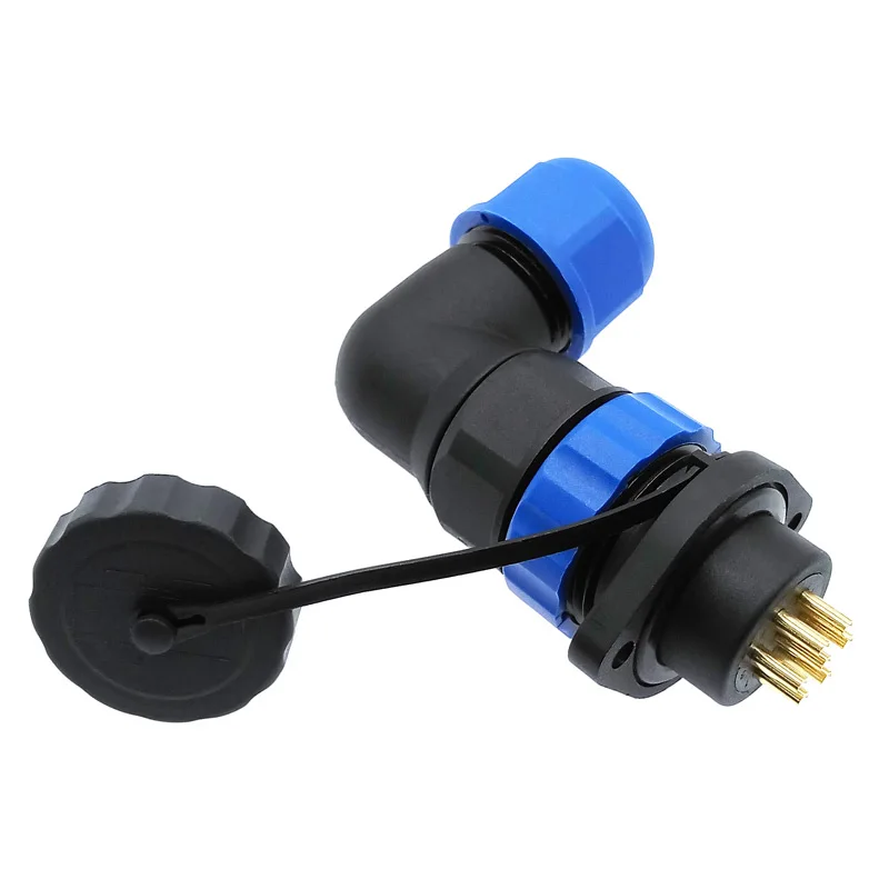 Conector SP20 resistente al agua IP68, conectores de ángulo de enchufe con brida de 2 orificios, codo de 90 grados de 2/3/4/5/6/7/8/9/12/14 pines - imagen 4