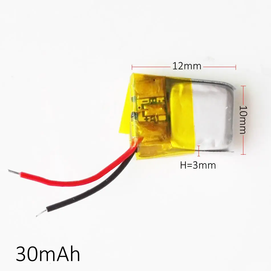 2 PCS 3.7V 30mAh Batería recargable LiPo de polímero de litio 301012   Para MP3 auriculares Bluetooth vídeo pluma pulsera reloj luz Led - imagen 5