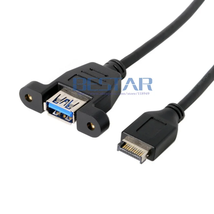 50CM 0,5 M USB 3,1 tipo C a USB 3,0 tipo a Cable de extensión hembra cabezal de Panel frontal macho con tornillos de montaje para electrónica
