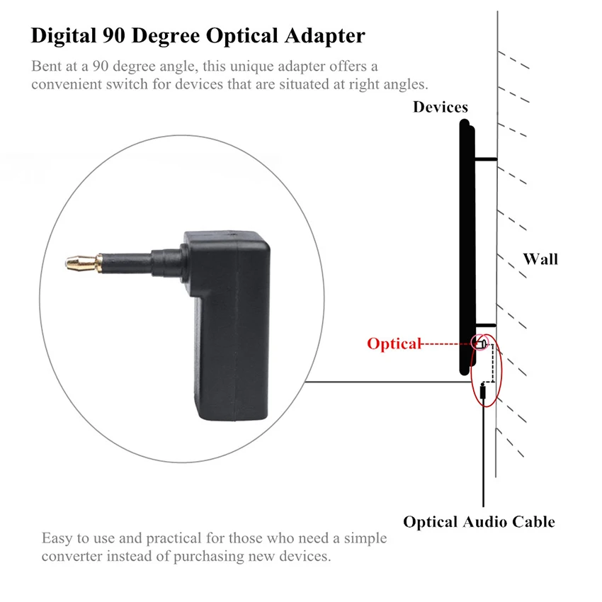 EMK-mini adaptador toslink de ángulo recto de 90 grados, adaptador óptico 3,5 para Macbook, TV Box - imagen 5