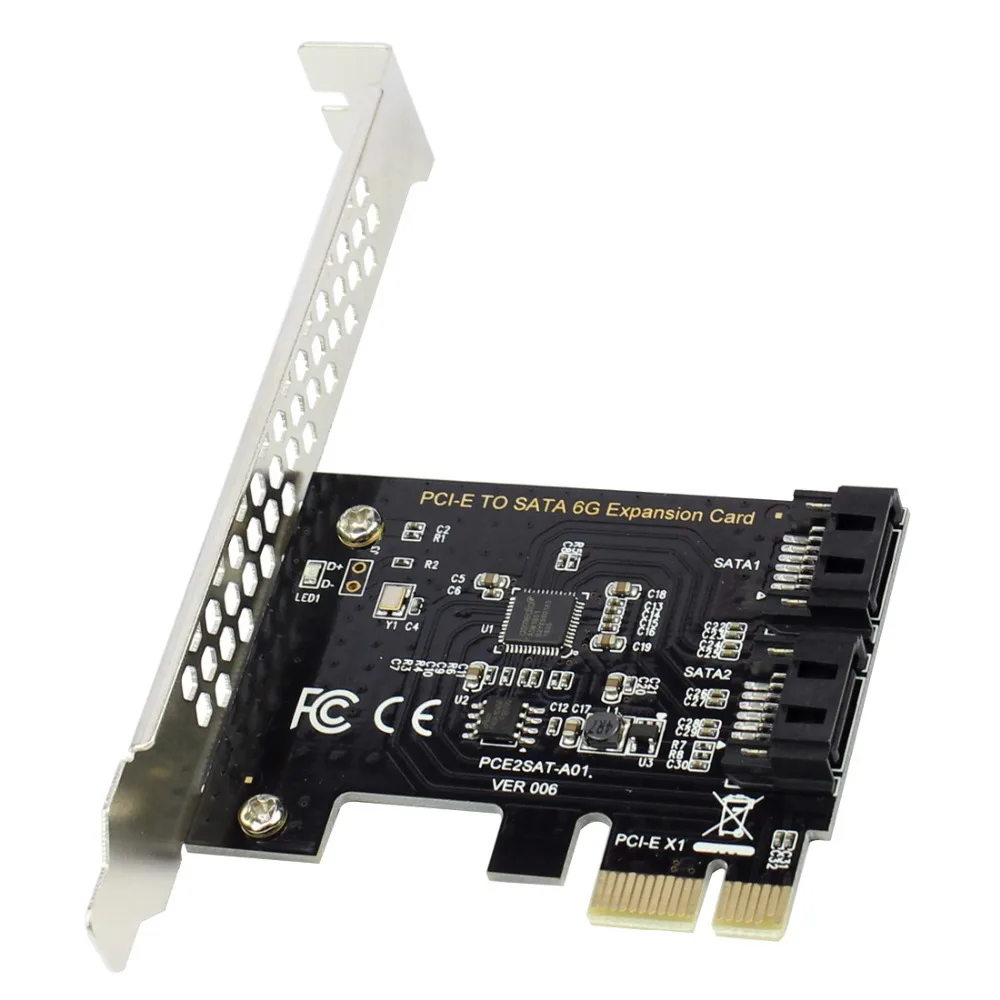 PCI-E-convertidor interno 2,0x1 a 2 puertos SATA III 6 GB/s, tarjeta adaptadora de controlador PCI Express para SATA HDD SSD - imagen 4