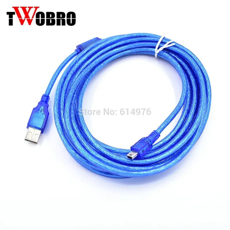 Cy-Cable de datos blindado USB 2,0 A Mini 5 pines, Cable de datos azul A macho A 5 P B macho para mp3, mp4, GPS, coche, 10, 16 y 33 pies - imagen 3