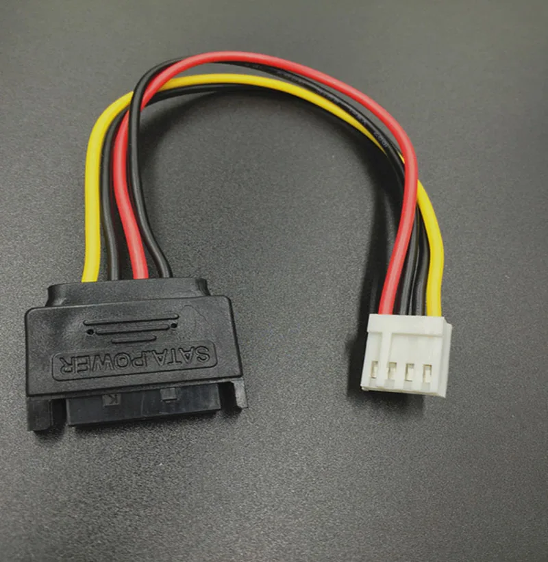 Cable SATA de 15 pines macho a 4 pines hembra, adaptador de disquete FDD, Cables de alimentación para disco duro, Cable de 20cm, puerto D pequeño de 4 pines a SATA - imagen 2