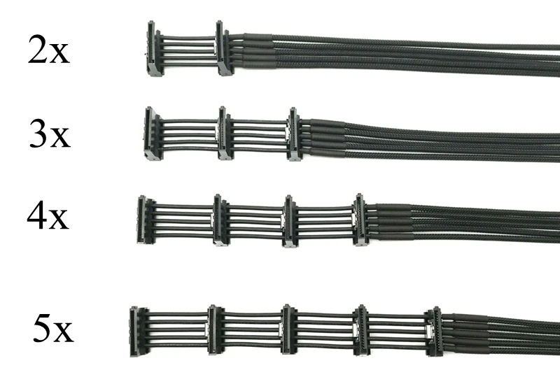 Angitu prensado Sata macho a 2x3x4x5x Cable de extensión de alimentación hembra disco duro Sata Cables adaptadores de corriente macho a hembra 30 + 5cm - imagen 5