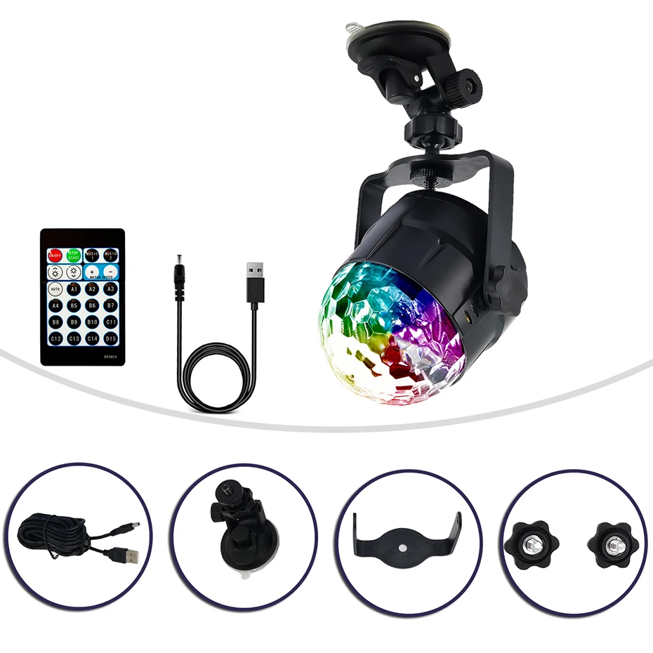 ALIEN-Luz LED RGB de 4W y 15 colores, bola mágica de discoteca, efecto de iluminación de escenario activado por sonido, para DJ, fiesta, coche, vacaciones, cumpleaños - imagen 2