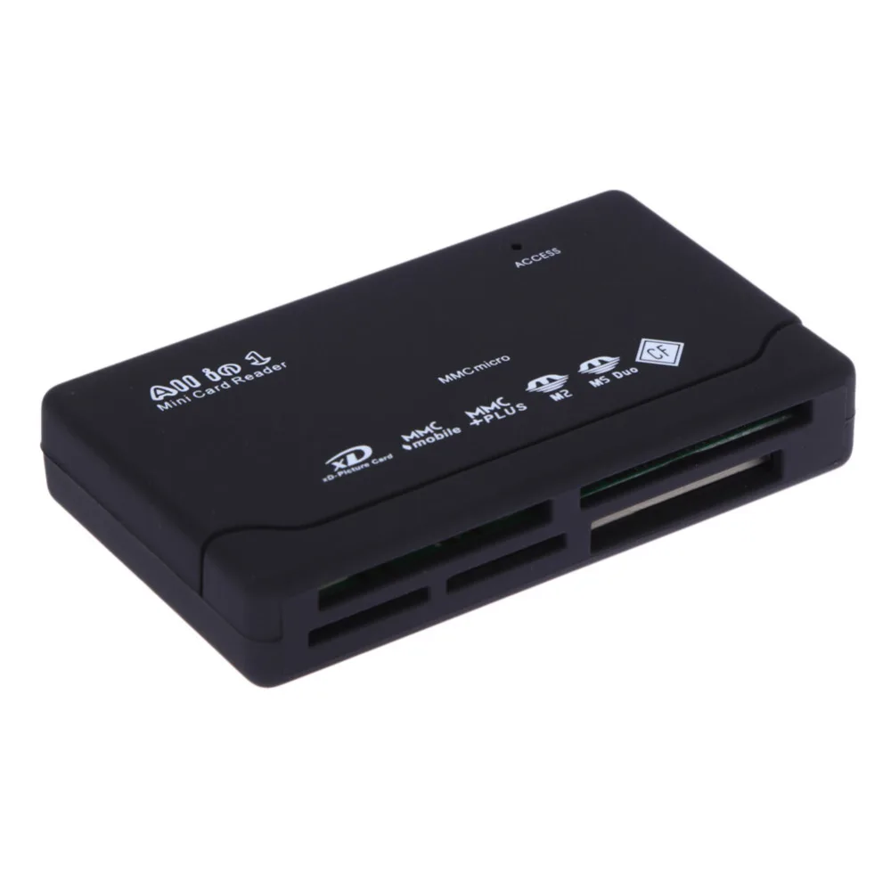 Lector de tarjetas de memoria todo en uno, adaptador USB externa de tarjeta SD SDHC Mini Micro M2 MMC XD CF, color negro - imagen 3