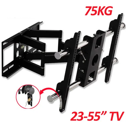 DL-D-201ST 6 brazos 23 "55" montaje en pared de TV lcd retráctil de movimiento completo soporte de pantalla giratoria de acero inoxidable soporte de plasma - imagen 2
