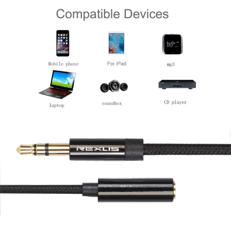 Extensor Jack 3,5mm REXUS – Macho a Hembra Audio Estéreo - imagen 5