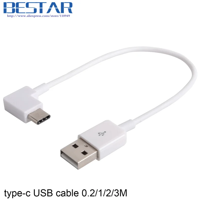 USB-C en ángulo USB 3,1 tipo C Cable cargador de carga de datos en ángulo 0,2 m 1m 2m 3m, Cable USB C tipo C 20cm 3 pies 6 pies 10 pies 1 2 3 metros - imagen 3