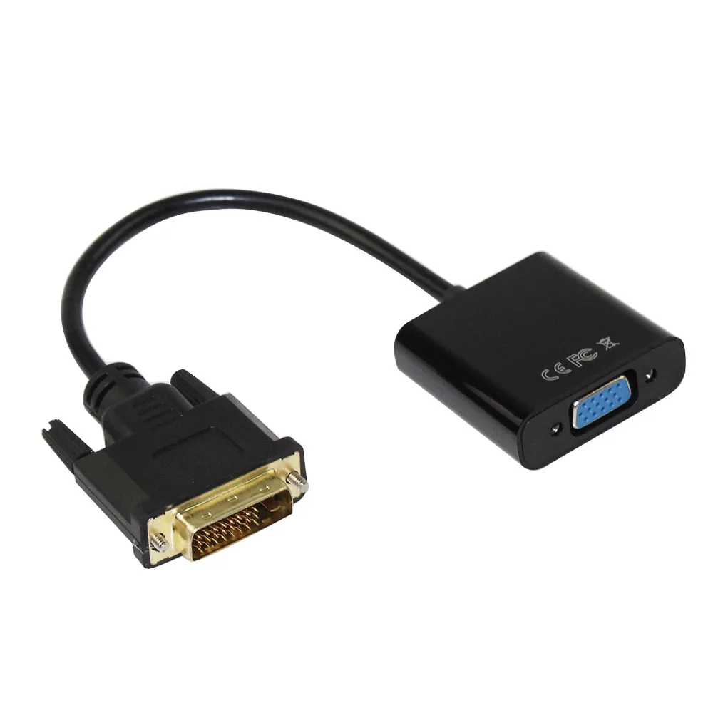 Adaptador DVI a VGA 1080P DVI I macho a VGA hembra enlace de DVI-D activo 24 + 1 macho a VGA hembra M/F convertidor adaptador de Cable de vídeo