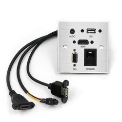 WIISTAR Pasacables Alimentación Escritorio – HDMI USB VGA Plateado