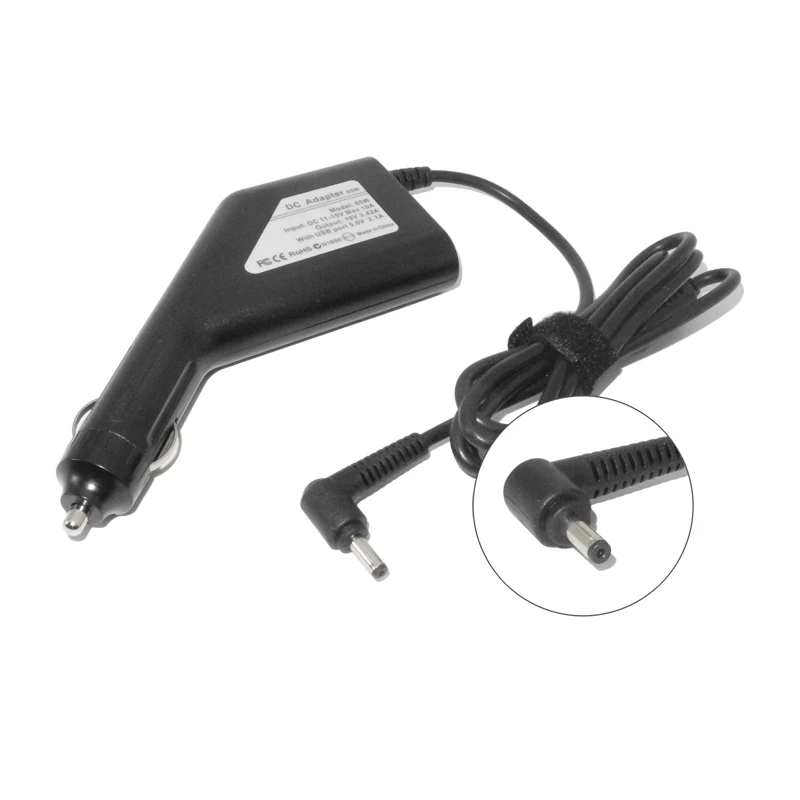 Cargador de coche Dc para Asus Zenbook UX310UA UX305CA UX305C UX305UA UX305F 19V 3.42A 65W adaptador de corriente para ordenador portátil 5V 2.1A cargador de coche USB - imagen 4