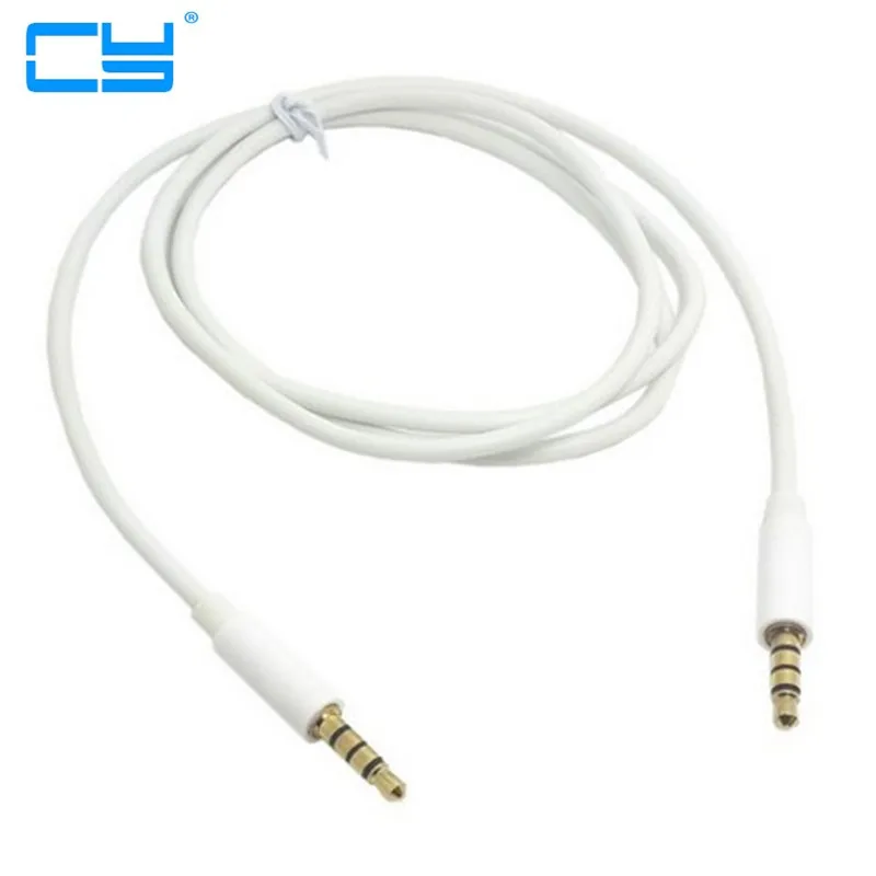 Cable de 4 polos macho de 3,5 mm a macho de 3,5 mm y 4 polos para audio estéreo de automóvil Cable auxiliar 100 cm 1 m 3 pies Blanco - imagen 4