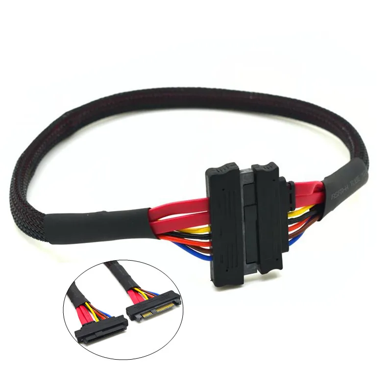 50CM 0,5 M SAS SFF 8482 Cable macho a hembra unidad de disco duro SFF8482 SAS SFF-8482 Cables de extensión de 29 pines