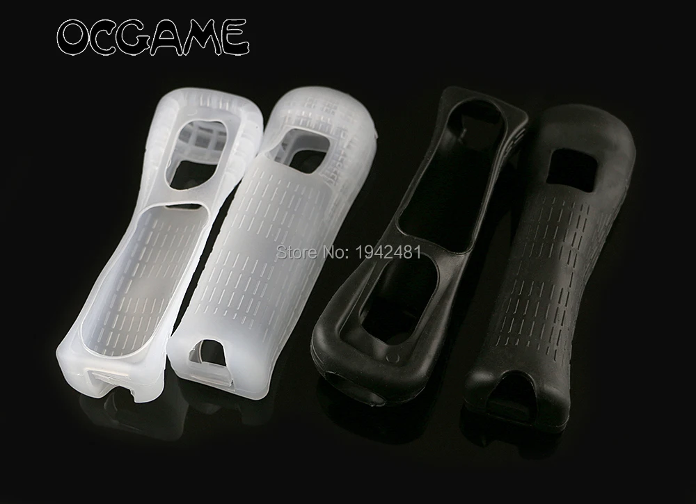 1 Uds. Funda protectora de silicona de buena calidad para controlador de juego WII guantes de juego de silicona negros/blancos