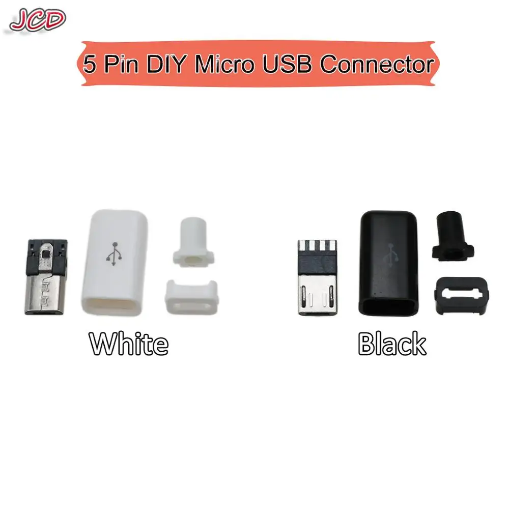 JCD-conector de enchufe macho Micro USB de 5 pines, cubierta de plástico, montaje de soldadura, Cable de conector de repuesto, bricolaje, nuevo - imagen 2