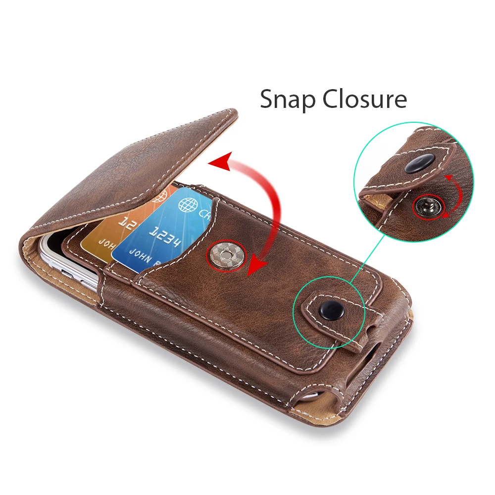 Funda Universal de cuero con Clip para cinturón, funda para teléfono iphone XS 4,7/5,5/6,3 pulgadas, riñonera, cartera para Samsung y xiaomi - imagen 2