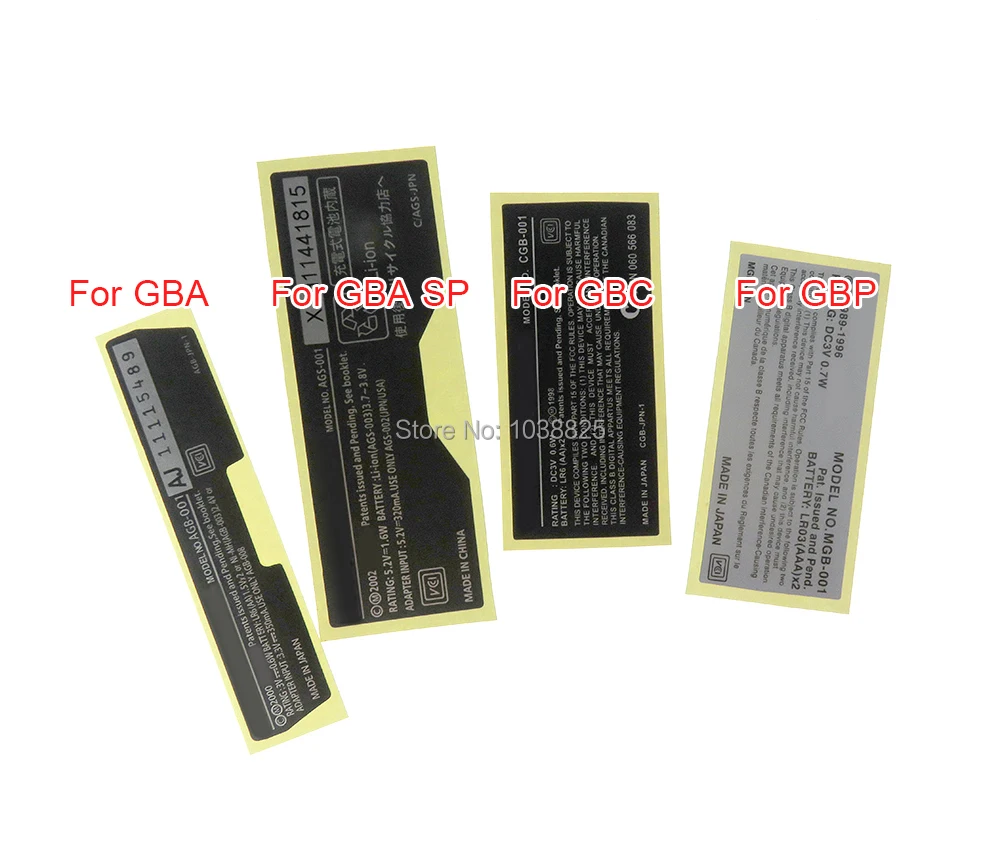 50 unids/lote etiqueta adhesiva para GameBoy GBA GBC GBP GBA SP consola carcasa etiqueta trasera