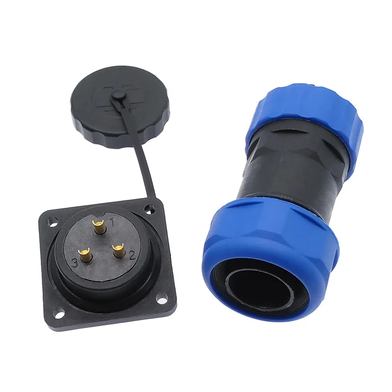 Conector impermeable SP20 IP68, brida de tubo corrugado, 2/3/4/5/6/7/9/10/12/14 pines