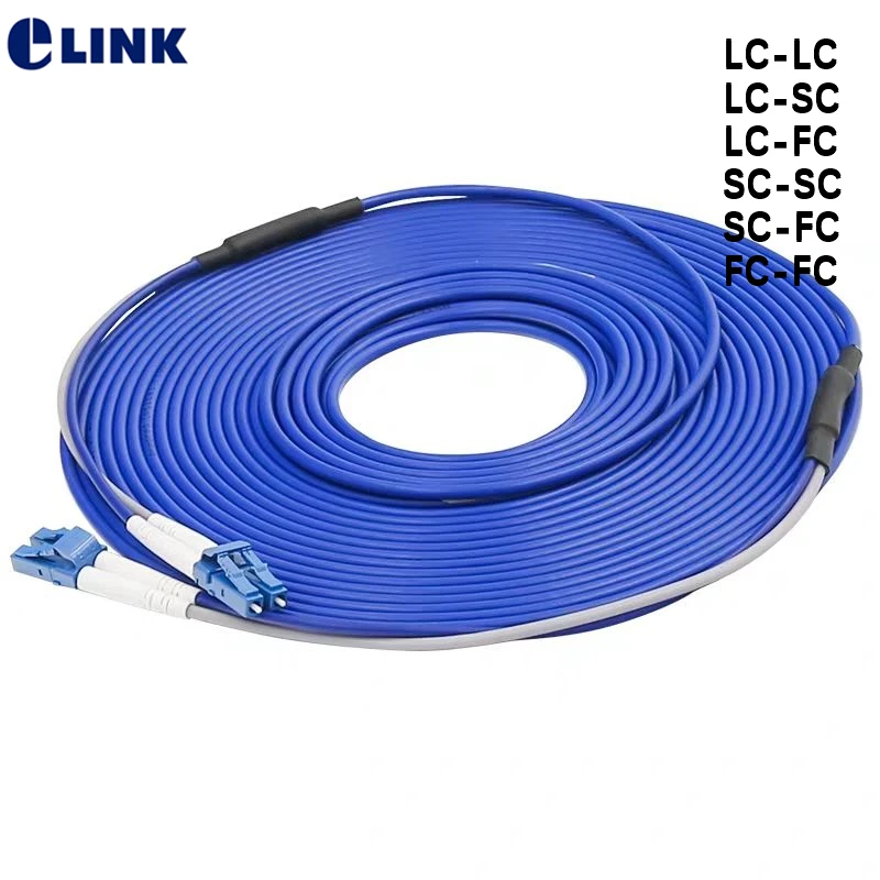 Cable de conexión de fibra óptica de 2 núcleos, cable blindado azul LC STSCAPC LCAPC FC SM ftth jumper monomodo 2C - imagen 3