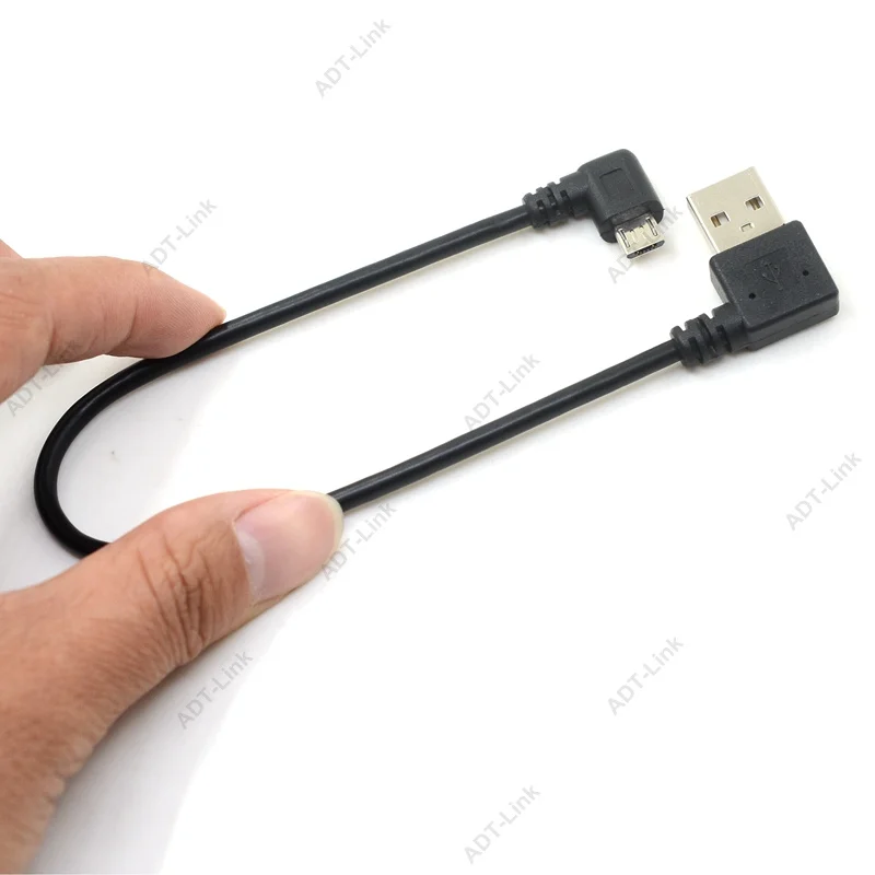 Cable conector de carga de datos USB Micro USB macho a USB macho de 90 grados en ángulo izquierdo y derecho 25cm para tableta - imagen 2