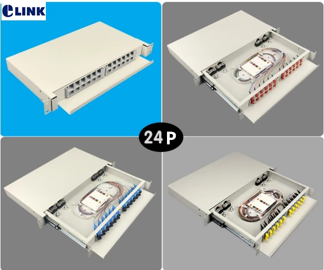 Caja de terminación de fibra engrosada sin DHL 24/48 núcleos SC ST FC LC panel de conexión completamente en blanco instalado: 3 kg para gabinete de 19 "pulgadas
