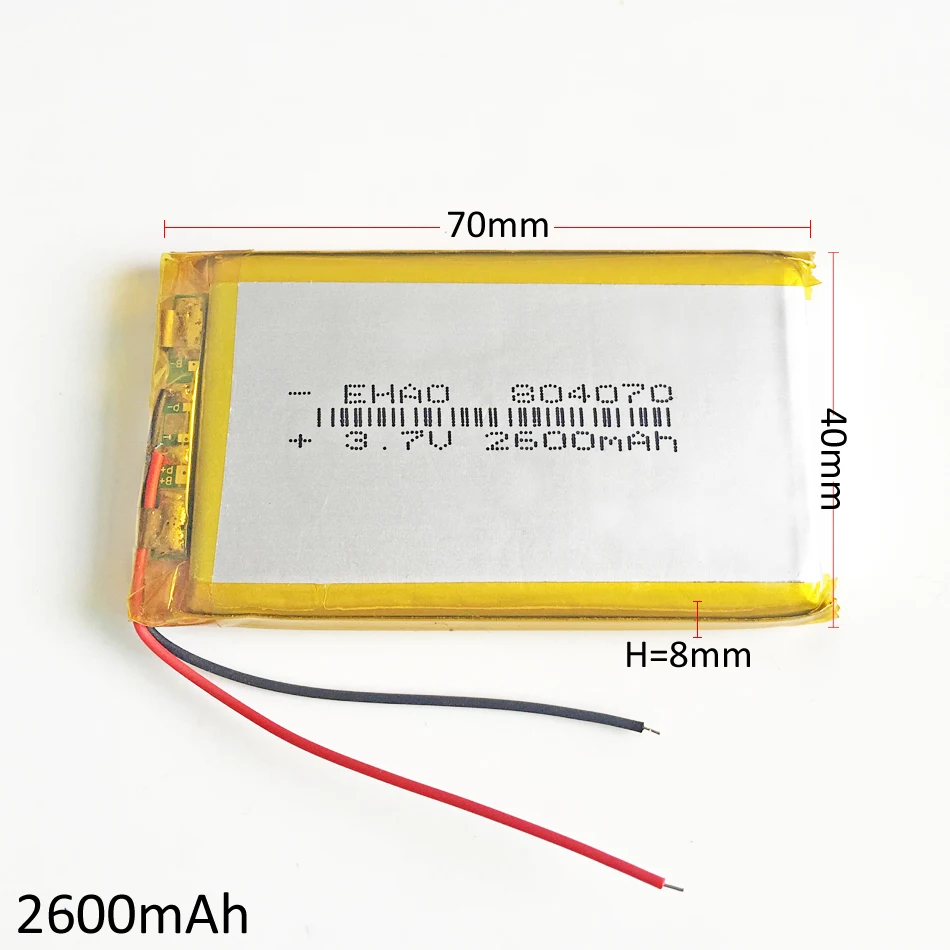 Batería recargable LiPo de polímero de litio de 3,7 V y 2600mAh 804070 para luces LED solares PAD DVD banco de energía tableta PC altavoz MID PDA - imagen 2