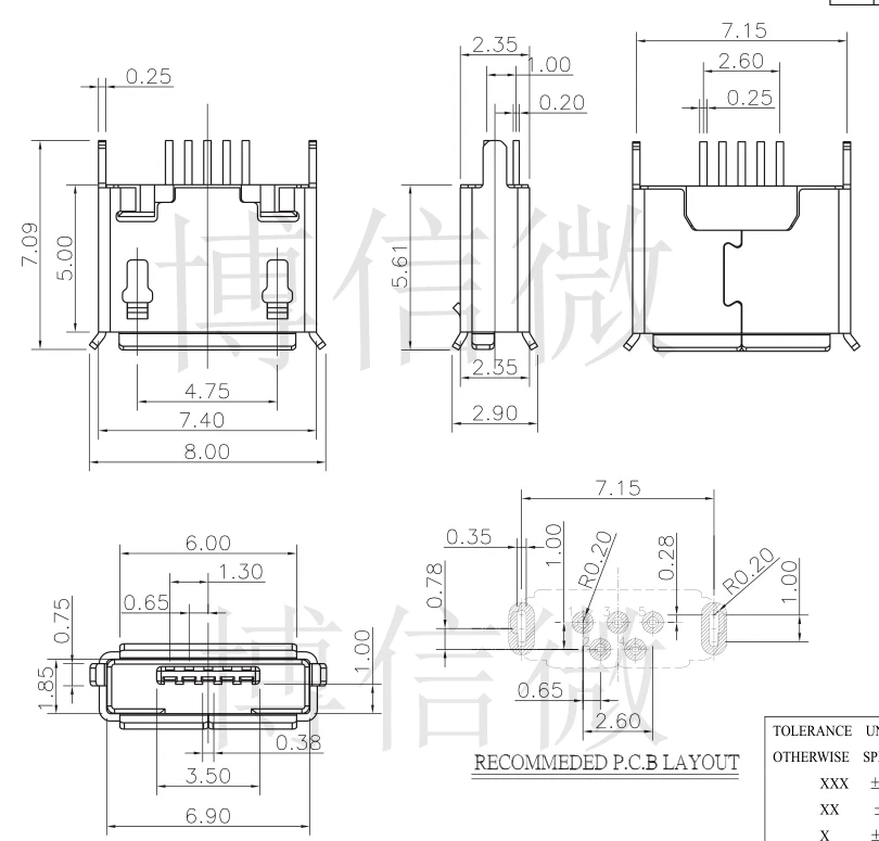 100 Uds Vertical MICRO mini USB 5pin asiento hembra 180 grados jack 5P conector USB enchufable directo - imagen 2