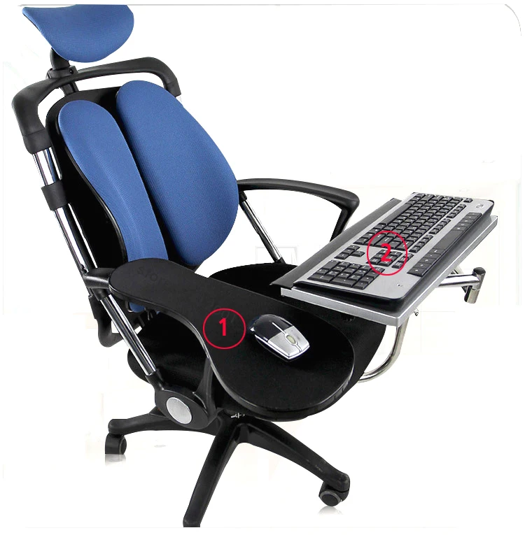 DL OK010 Silla multifuncional de Metal con sujeción de movimiento completo, bandeja para ordenador portátil + soporte para reposamuñecas para teclado, inclinación de juegos de oficina de movimiento completo - imagen 3