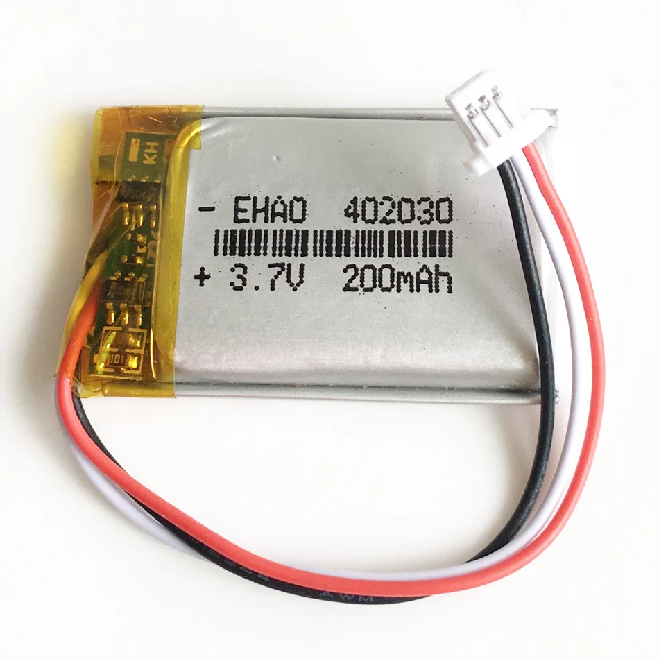 3.7V 200mAh LiPo Rechargeable Battery 402030 + JST 1.0/1.25/1.5/2.0/2.54mm 3pin Plug For Handheld GPS Mp3 GPS Bluetooth Recorder - imagen 2