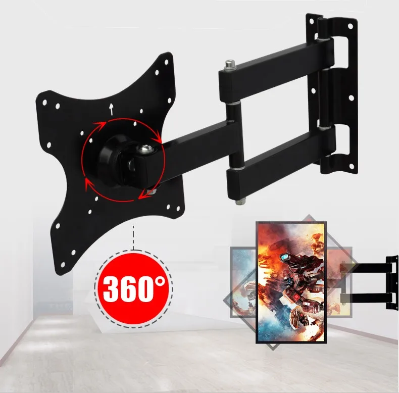Soporte de pared BL EML403X para televisor LCD, base de montaje VESA de 200x200mm de movimiento completo, rotación de monitor 360 grados, color negro y carga máxima de 35 kg, compatible con plasma LED de 17-40'' - imagen 2