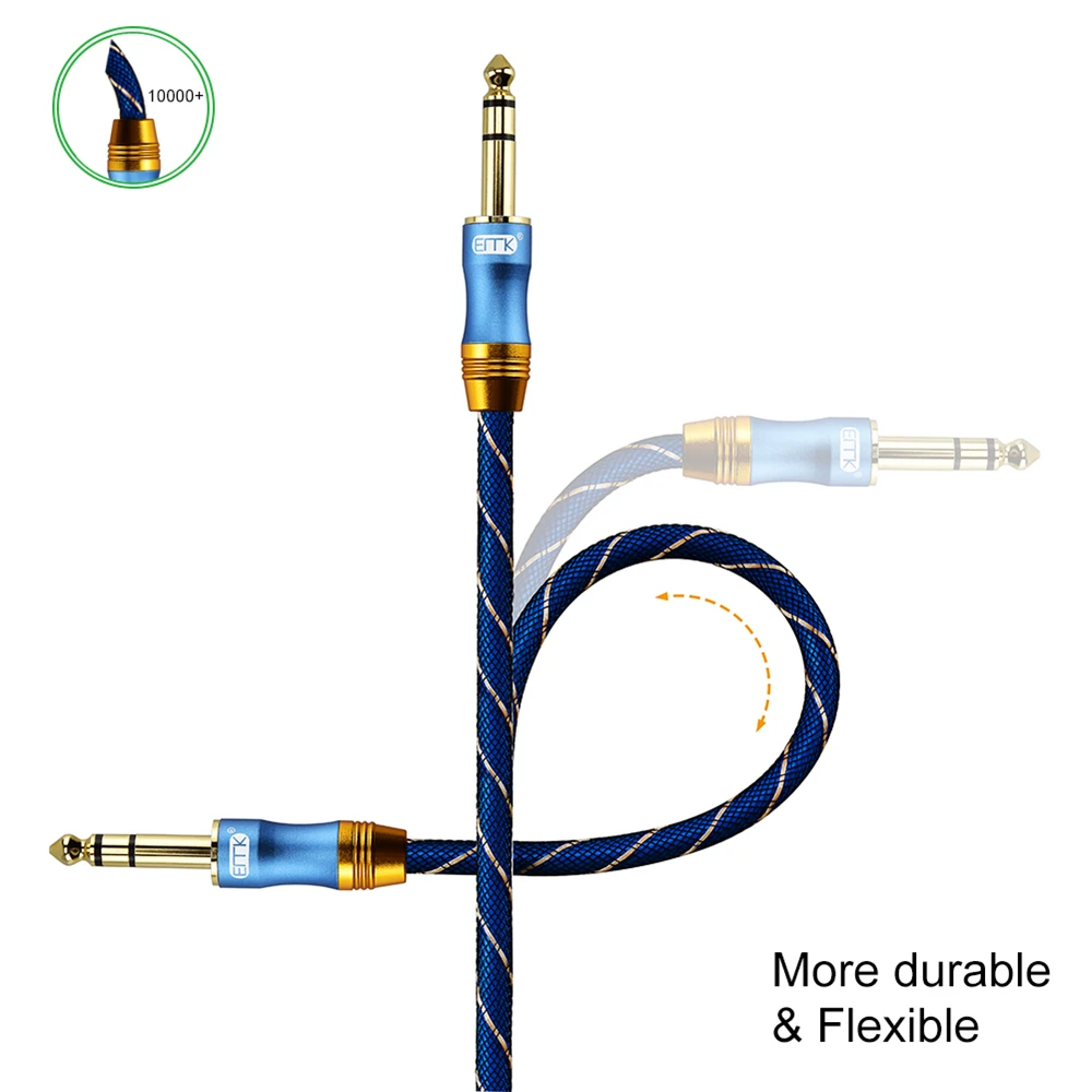 Cable de Audio estéreo equilibrado EMK, 6,35mm, 1/4 ", TRS a 6,35mm, 1/4", 6,35, 6,3, Jack macho a macho, 5m, 10m, 15m - imagen 4