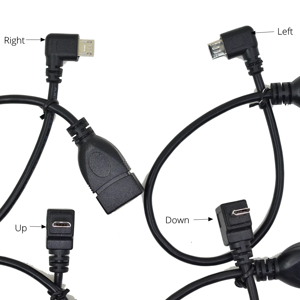 20CM 90 grados derecha, izquierda, arriba y abajo en ángulo Micro USB 2,0 5 pines macho a USB 2,0 A hembra adaptador de conector de extensión cable OTG - imagen 4