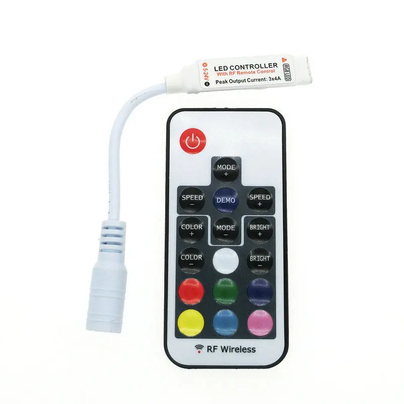 DC5-24V Mini 17 teclas RF Control remoto inalámbrico 3528 5050 RGB tira de luz LED