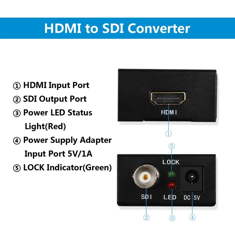 Convertidor HDMI a SDI Adaptador de Audio y vídeo 720P 1080P HDMI a BNC compatible con SD HD 3G-SDI para cine en casa PC - imagen 4