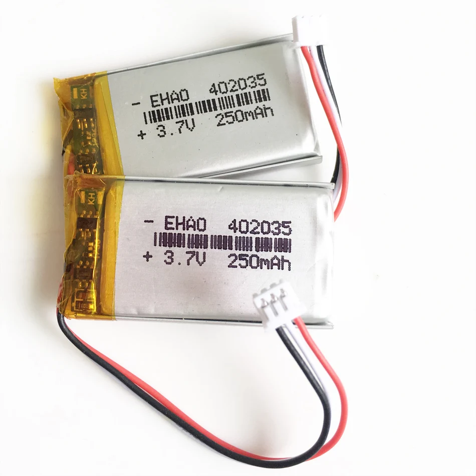 3.7V 250mAh 402035   Batería recargable LiPo de polímero de litio JST 1,25mm conector de 3 pines para GPS Mp3 GPS bluetooth reloj inteligente - imagen 5