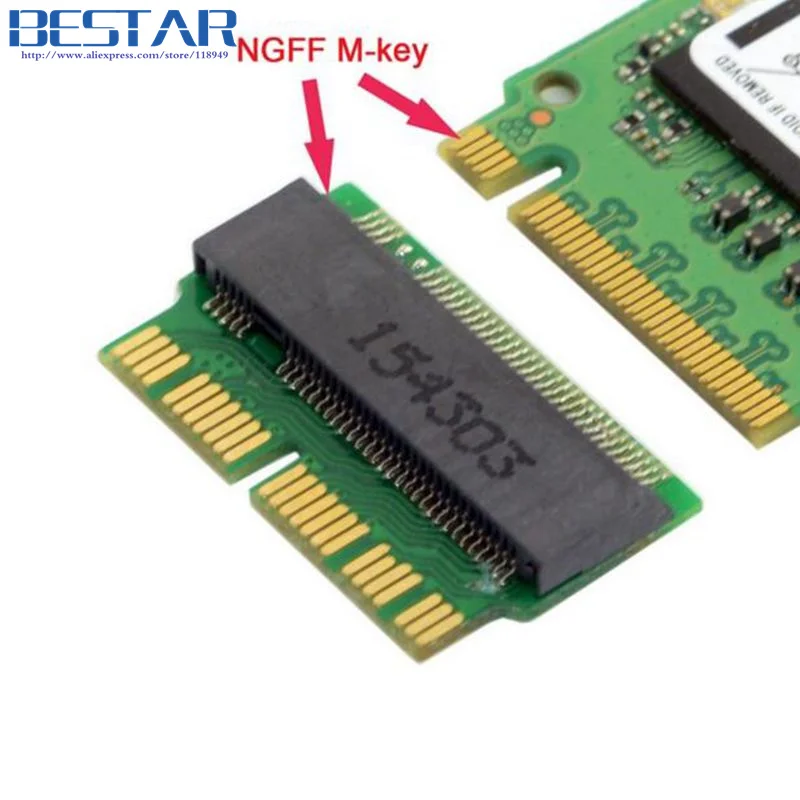 Macbook 12 + 16 pines 2014 2015 a M.2 NGFF M-Key AHCI SSD adaptador convertir tarjeta para MacBook SSD actualización