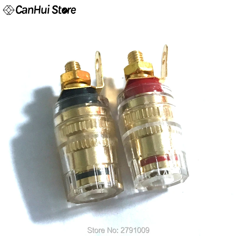 Conector Banana de 4mm, tuerca de poste de encuadernación chapada en oro, Terminal transparente con carcasa transparente para Banana, 2 uds.