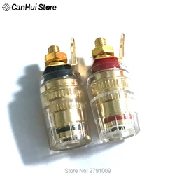 Conector Banana de 4mm, tuerca de poste de encuadernación chapada en oro, Terminal transparente con carcasa transparente para Banana, 2 uds.