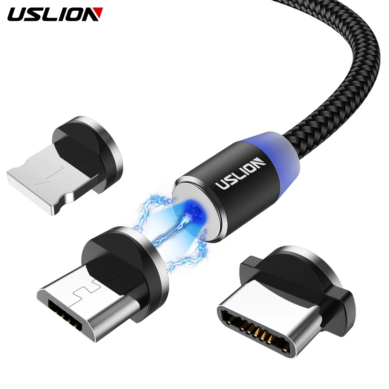 USLION Cable Magnético Micro USB Tipo C Adaptador Carga Rápida Cargador Magnético Iphone 7 Samsung S10 S9 Plus Xiaomi - Vista principal del producto