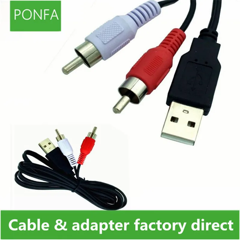 Cable USB a dos Lotus AV, Cable USB a 3RCA de Audio y vídeo, decodificador de TV, 1,5 metros