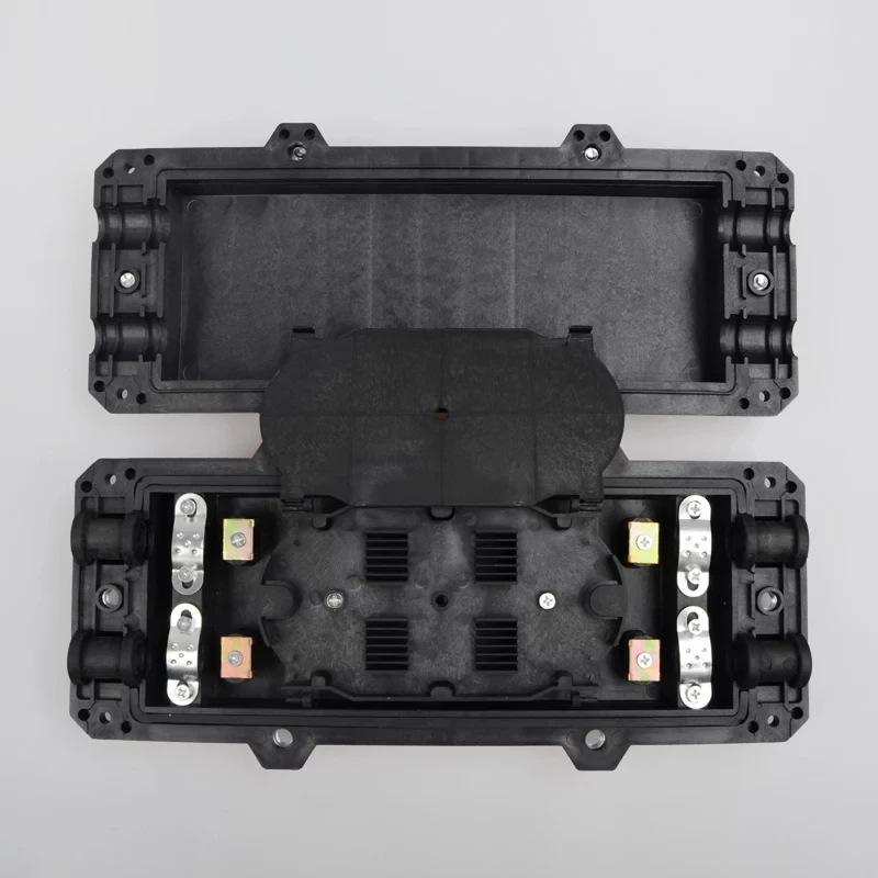 Caja de fibra de 12 núcleos 2 en 2 salidas caja de empalme de fibra óptica de tipo Horizontal impermeable al aire libre caja de bandeja de fusión tipo D 33*15*7cm - imagen 3