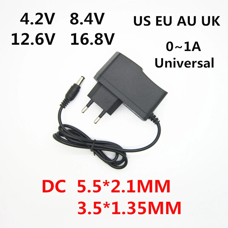 Adaptador de fuente de alimentación para batería de litio, cargador de voltios para 1S, 2S, 3S, 4S, 4,2 V, 8,4 V, 12,6 V, 16,8 V, 4,2 V, 1A, 1000MA, 8,4, 12,6, 16,8